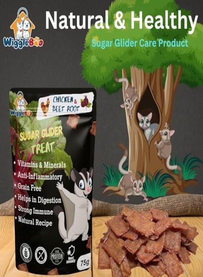 WiggleBoo مكافآت ويغل بو للدجاج والشمندر لحيوان السكر الطائر | تدعم جهاز المناعة والهضم | وجبات خفيفة صحية مقرمشة | مكافآت لحيوان السكر الطائر 75 غرام - Image 3